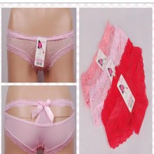 新品后身带蝴蝶结女式内裤 镂空透明蕾丝内裤批发蕾丝蝴蝶