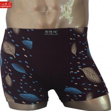 厂家直销新款上市简单叶子印花舒适U凸竹纤维男士平角裤 660