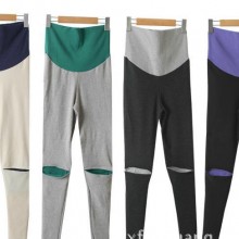 春秋新款孕妇裤 孕妇托腹裤 拼色开口笑孕妇打底裤14018