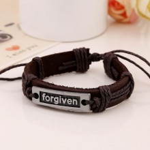 编织 手链男士朋克风  韩版男士牛皮手链批发 forgive