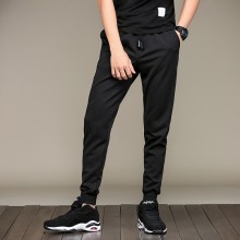 2017春夏新款韩版男式束脚运动裤 青少年纯色抽绳速干休闲长裤男