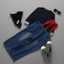 2014新款秋装    批量销售男童英伦绅士牛仔 T恤外套三