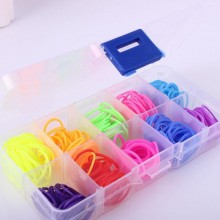 义乌秀萱电子商务 DIY彩虹橡皮筋  彩虹橡皮筋编编织10格盒装批发 彩色橡皮筋编织材料