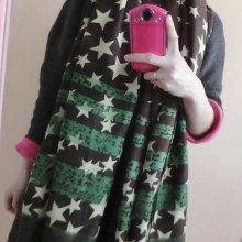 秋冬新款围巾棉麻 Metrocity欧美风五角星围巾大披肩w