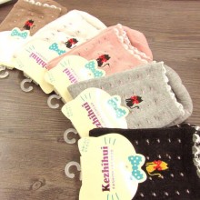 2015纯棉刺绣卡通猫咪女袜 日系 田园小碎花女士中筒袜 袜