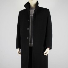 批发男式加长风衣 男式翻领加长款大衣外套 黑藏青休闲长风衣