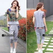 活力运动装 女装套装 I2-0585 短袖休闲套装七分裤运动