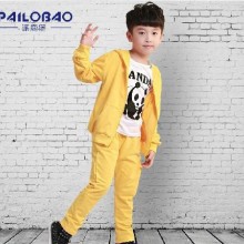 童装保暖加棉抓绒套装 男女童熊猫三件套儿童运动休闲套装批发