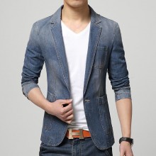 批发15春款新款男士潮流牛仔休闲西服 单扣便西 J120XV