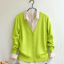 新款针织衫！韩版卷边包扣女式针织衫 春装长袖开衫 厂家直销