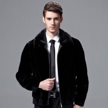 【可量身加工定制】水貂毛领獭兔剪绒男款皮草商务外套夹克