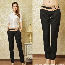 2014春装新款欧美风松紧腰女休闲西裤西装裤女小脚女裤职业长