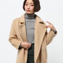 箐岚2016秋冬新款日系贵牌羊绒大衣  拉链翻领女装外套风衣