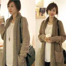 2015新春爆款韩版大码毛衣外套毛衣中长款宽松毛绒针织开衫 批发