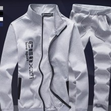 外贸专供16春季新款男士运动套装 开衫翻领运动服青年休闲套装