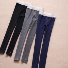 秋冬爆款 韩国 迷你小恐龙刺绣 弹力贴身显瘦高腰打底裤 裤脚