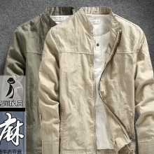 2017薄款男式夹克 透气休闲立领棉麻夹克男士亚麻夹克衫男装