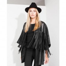 2017厂家直销新款女装皮衣 休闲pu外套流苏皮外套pu皮女