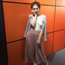 好质量现货弹力螺纹显瘦高腰休闲九分裤百搭阔腿裤