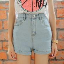 2016新款高腰AA牛仔短裤女弹力卷边修身宽松大码牛仔裤