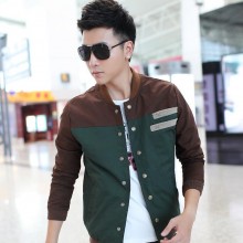 2015春装新品男装韩版修身单排扣立领潮外套男士薄款休闲夹克