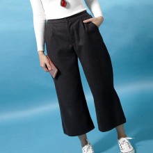 厂家批发2016春季新款韩版女式休闲裤 宽松收腰七分裤阔腿裤