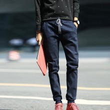 秋冬款品牌男士牛仔裤 休闲弹力牛仔长裤纯棉修身小脚哈伦裤