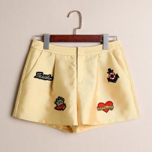 外贸原单尾货 欧洲站女式贴布显瘦高腰大码打底阔腿裤  A字短