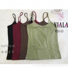 女士纯棉吊带背心厂家直销 出口韩国氨棉全棉弹力吊带背心