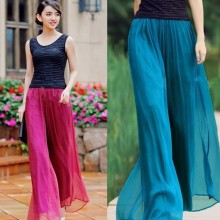 2016显瘦宽松海边度假阔腿裤金丝雪纺夏休闲裤波西米亚阔腿裤