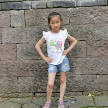 爆款童裤批发K8B86贴皮蝴蝶结女童牛仔短裤 2016新款夏