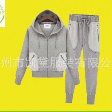 秋冬新款韩版女式时尚卫衣 撞色加厚连帽卫衣套装 女士运动卫衣