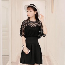 实拍夏季新款女装蕾丝连衣裙性感露背修身显瘦中长款小黑裙