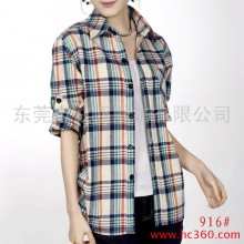 供应欧美女装衬衣，格子春装衬衫 叙亚E98欧美女装批发