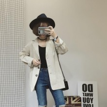 实价 实拍 气质百搭宽松显瘦女.西装外套中长款翻领开衫风衣