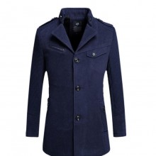 2017男士精品毛呢风衣 韩版男士商务修身大码呢料大衣男式风