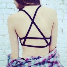 复古风性感镂空露背紧身裹胸抹胸内搭打底交叉带小吊带背心女批发