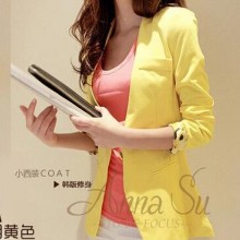 2014秋季新款韩版长袖修身小外套 糖果色大码小西装 百搭O