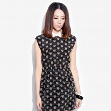 米可帛恩2016夏装新款真丝连衣裙双绉印花连衣裙WH2401