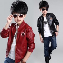 童装男童皮衣 儿童新款PU皮拉链外套男童中大童春秋夹克 童外