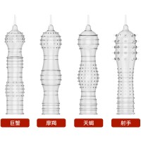 取悦星座超薄水晶男用延迟G点异型刺套狼牙情趣成人性用品