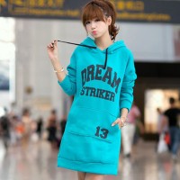 2014新款秋装女连衣裙 韩版休闲加厚卫衣中长款连衣裙