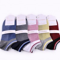 唐派袜子 新款网面透气男袜 男士夏天纯棉细条纹船袜吸汗短袜