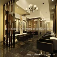 自助餐立面大厅青古铜不锈钢屏风  深圳美容院玫瑰金雕花屏风