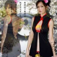 黑色旗袍装 性感旗袍式睡衣 改良性旗袍 酒店制服 夜场/店领舞服