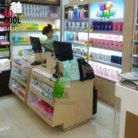 化妆品收银台定制 简约促销日化店美容院前台吧台收银台木质组装