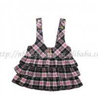 2012热销新款童装童裙 外贸儿童红黑格子连衣裙 背带裙 公主裙