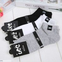 LEE男士纯棉船袜 短筒全棉四季运动防臭纯色袜子